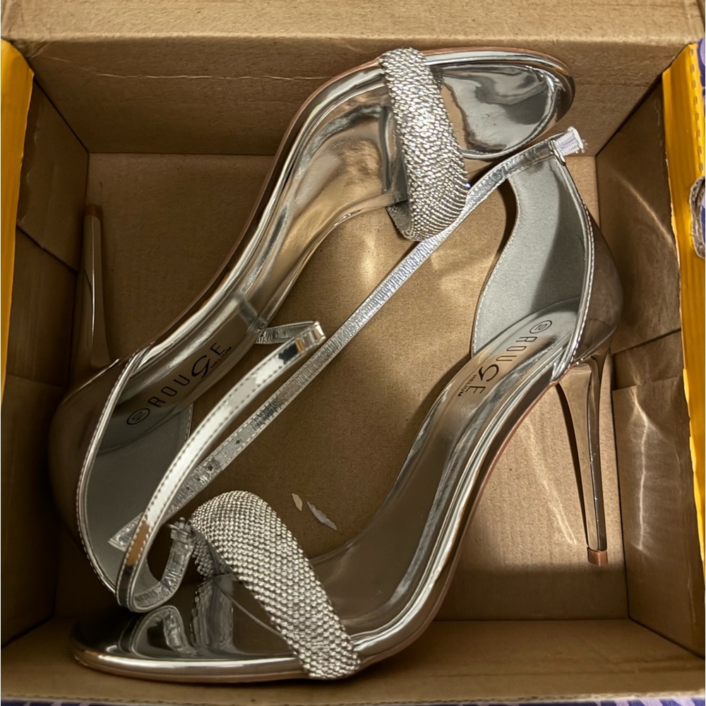Silver metallic heels